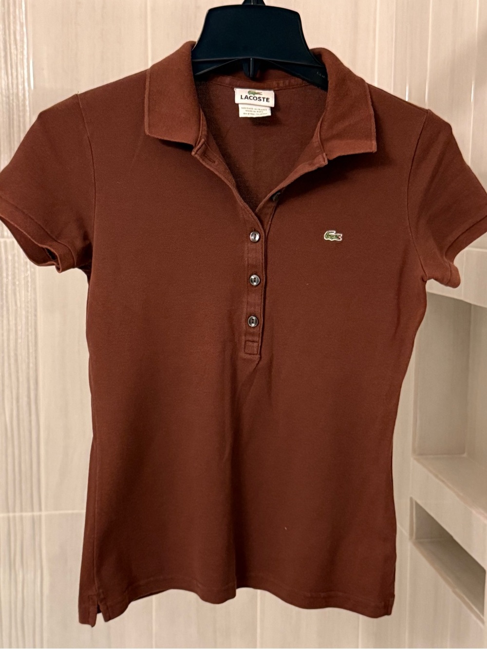 Lacoste Brown Short Sleeve Stretch Piqué Polo Shirt